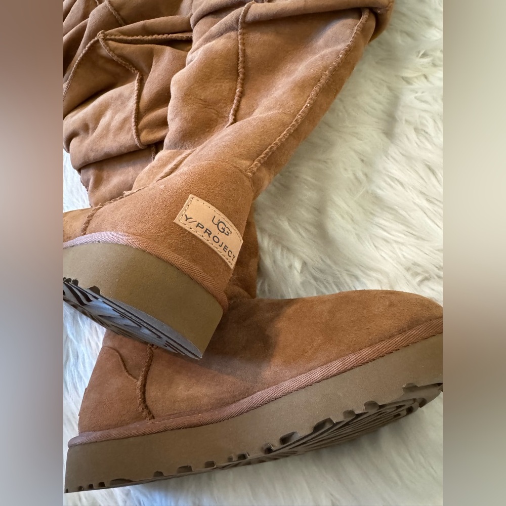 Y/Project x Ugg Shearling Thigh High Boots Brown US 6 EU 37 - Picture 5 of 8